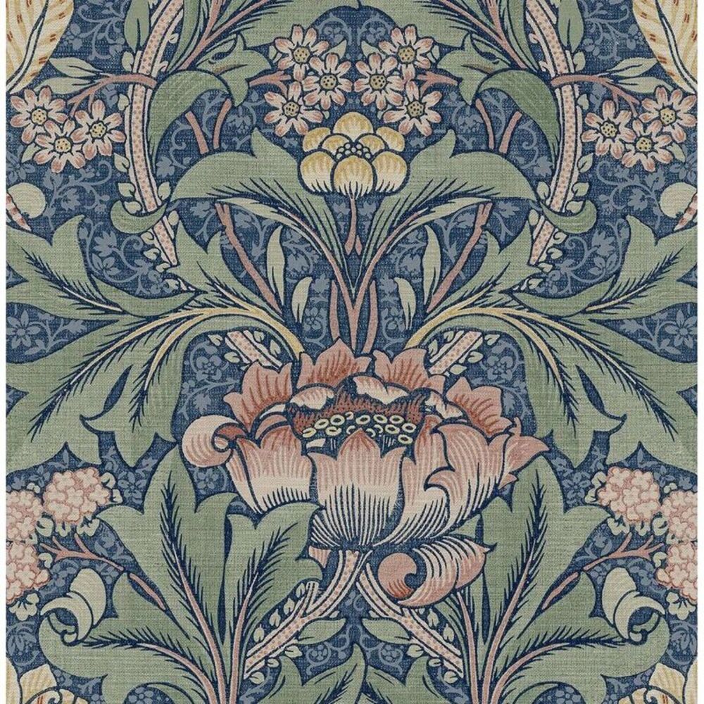 NextWall -  Acanthus Floral Peel and Stick Wallpaper  Blue